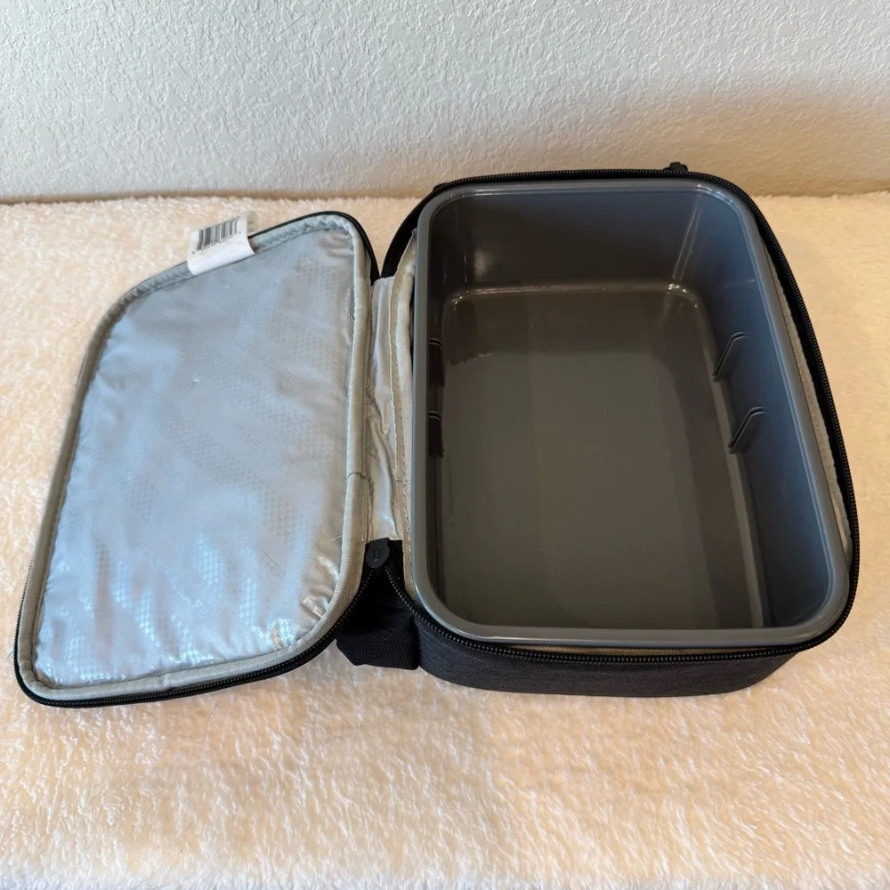 Fulton Bag Co Upright Black/Gray Lunch Bag w/Hard Interior | Water Bottle Holder